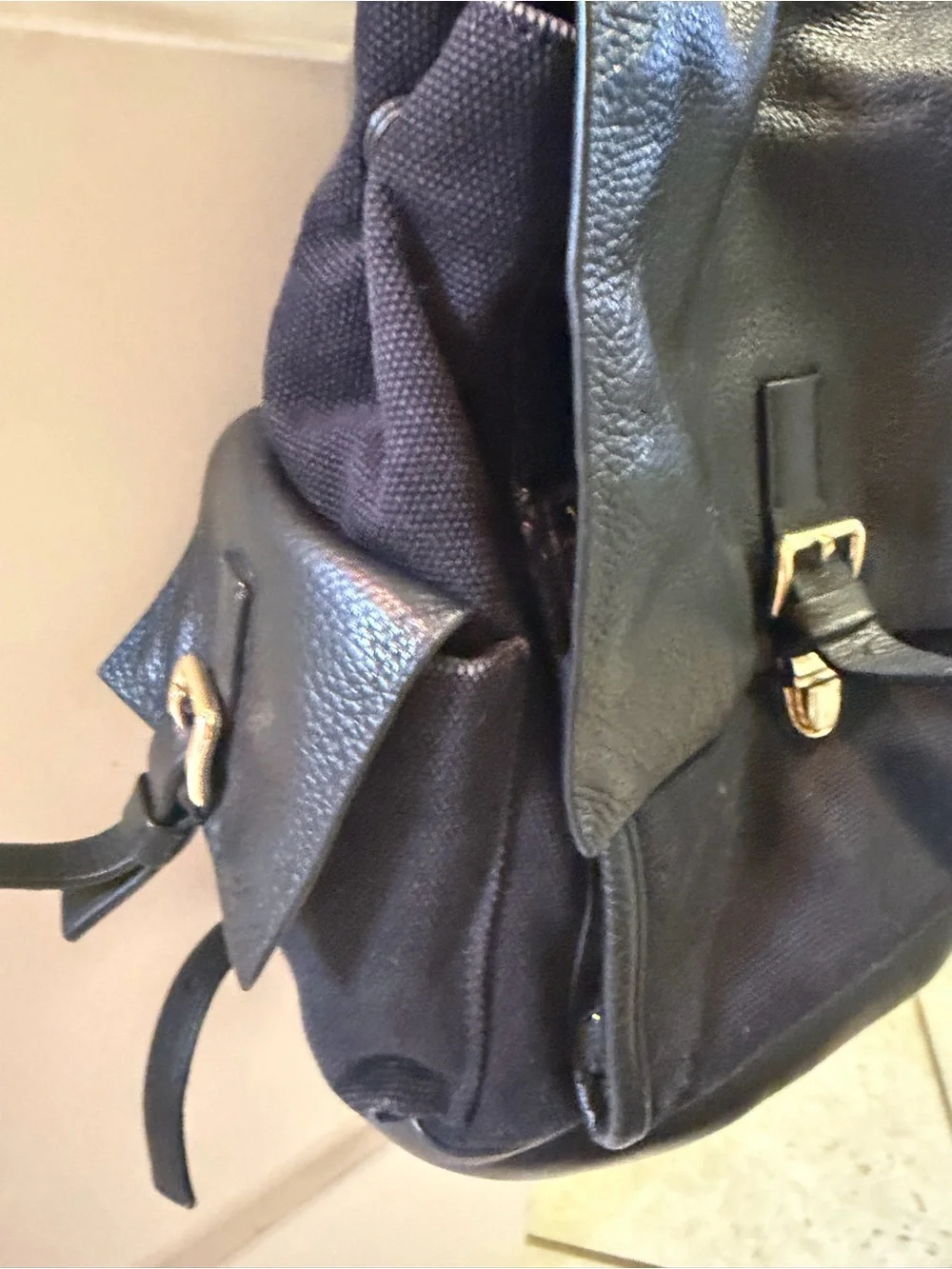 Cole haan  Black canvas Leather Backpack - Sleek Everyday Carry